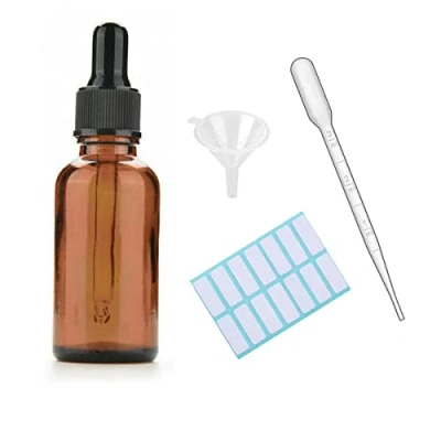 Afbeelding van SKYPRO 1Pcs Amber Glas Druppelflesjes Met Zwarte Doppen, Gemeten Pipet, Trechter En Etiketten; 30ML Glazen Oogdruppelaar Flessen Voor Essentiële Oliepipet Hervulbaar