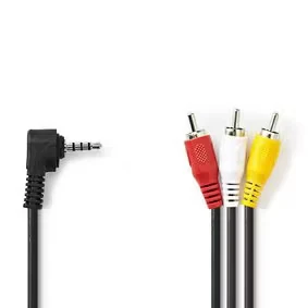 Afbeelding van Composiet AV kabel Nedis 1 meter (Jack 3.5 mm naar 3x tulp, Vernikkeld)