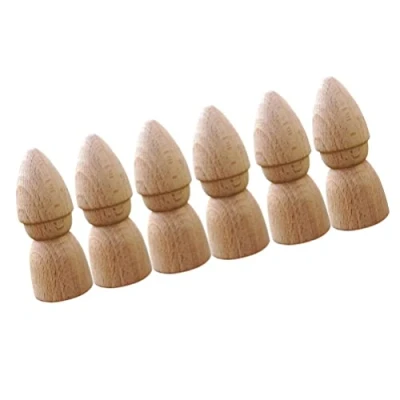 Afbeelding van 6 stks Houten Kabouter Peg Pop Onvoltooide Mensen Figuren Mini DIY Schilderen Poppen voor Kunst en Ambachten Projecten