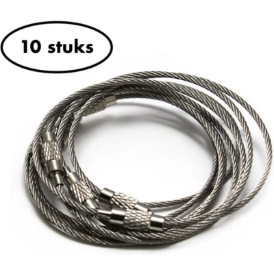 Afbeelding van Staaldraad sleutelring 15 cm Sleutelhanger Split ring centimeter 10 stuks RVS
