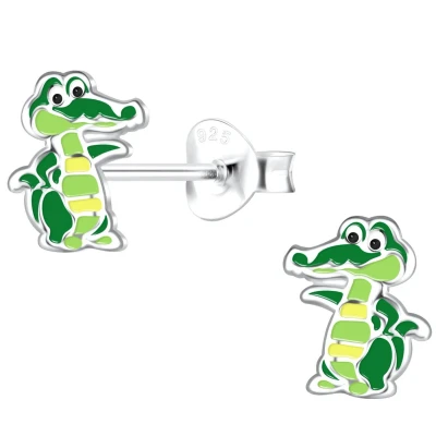 Afbeelding van JoyS Zilveren krokodil oorbellen 6 x 8 mm kinderoorbellen