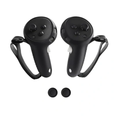 Afbeelding van Controller greepafdekking compatibel met Meta Quest 3/Quest 3S, antislip en zweetbestendige siliconen hoes voor betere grip comfort (zwart)