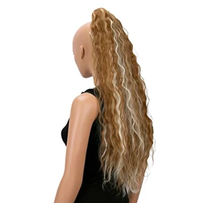 Afbeelding van CAISHA 70 cm Extra Lang Volumineus Golvend Haarstukje Met Clip On Vlecht Paardenstaart Hittebestendige Synthetische Vezels Lichtbruine Lichtblonde Highlights H702