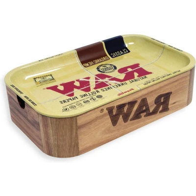 Afbeelding van Cache box 280 x 175 7 cm Houten met magneten en metalen tray Decoratieve opbergdoos