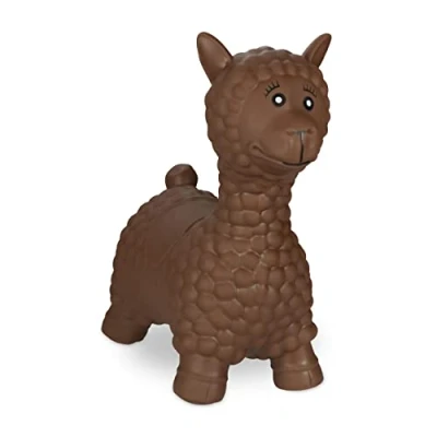 Afbeelding van Relaxdays skippydier lama bruin skippybeest springdier alpaca tot 50 kg met pomp