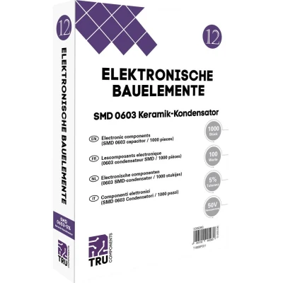 Afbeelding van TRU COMPONENTS T1806P021 Keramische condensator assortiment SMD 0603 50 V 5 % (l x b) 1.6 mm 0.8 1000 onderdelen Tape cut
