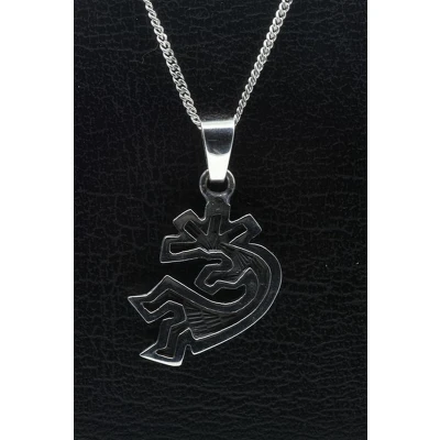 Afbeelding van Zilveren Indiaan Kokopelli vrije stijl middel hopi style ketting hanger