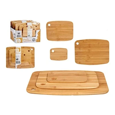 Afbeelding van Set van 3x stuks bamboe houten snijplanken/serveerplanken Snijplanken