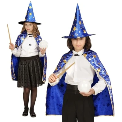 Afbeelding van Widmann Tovenaar &amp; Tovenares Waarzegster Kostuum Kasteel Nahanrode Set Blauw Carnavalskleding Verkleedkleding