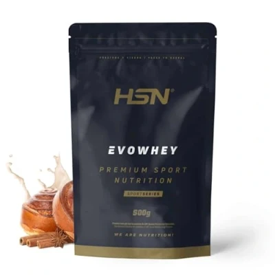 Afbeelding van HSN Evowhey Proteïne kaneelrol, 500 g = 17 blikjes per geconcentreerde verpakking met wei eiwit, 100% eiwitconcentraat (WPC), geen GMO, veganistisch, glutenvrij en zonder soja