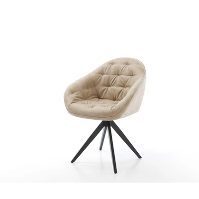 Afbeelding van Draaistoel Gaio Flex kruisframe hoekig zwart beige vintage 180 draaibaar