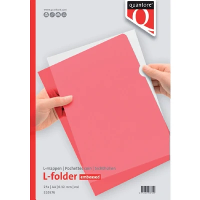 Afbeelding van Insteekmap L model Quantore A4 PP 0.12mm rood 25 stuks