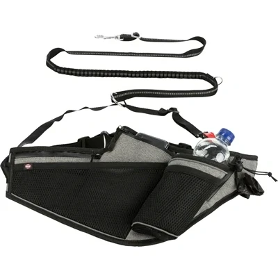 Afbeelding van Trixie Joggingriem Met Lijn Grijs / Zwart 115 150X2 CM 70 130X23