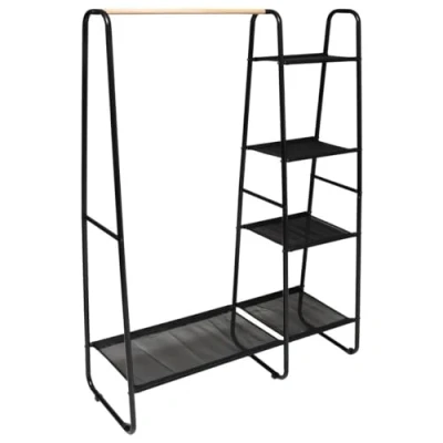 Afbeelding van 5 five simply smart Artemis kledingrek met 4 legplanken, zwart