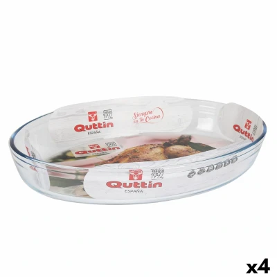 Afbeelding van Ovenschaal Quttin Transparant Glas Ovalen 4,5 L 39,6 x 27,35 6,6 (4 Stuks)