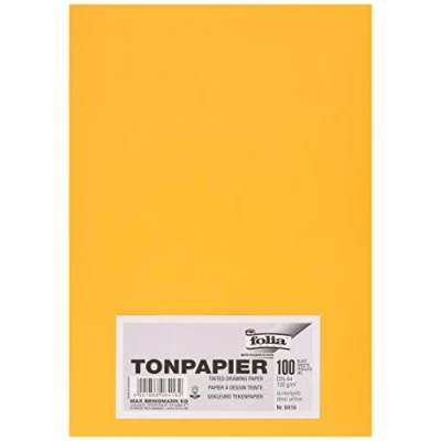 Afbeelding van Tekenpapier Folia A4 130gr pak a 100 vel donkergeel