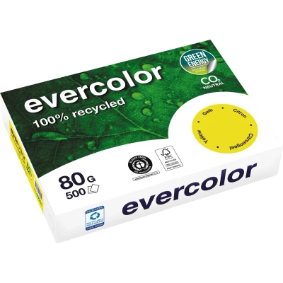 Afbeelding van Clairefontaine Evercolor, Gekleurd Gerecycleerd Papier, A4, 80 G, 500 Vel, Citroengeel Papier