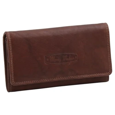Afbeelding van Money Maker Leren damesportemonnee, grote portemonnee met RFID bescherming, Wallet, Bruin