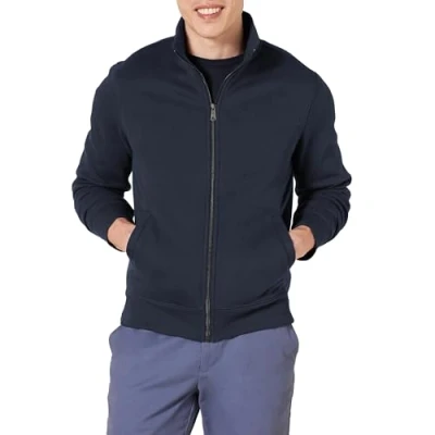 Afbeelding van Amazon Essentials Fleece Mock Neck Sweatshirt met volledige rits voor heren,marineblauw,M