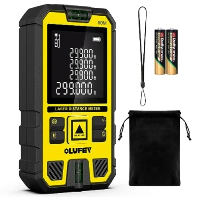 Afbeelding van Olufey Laserafstandsmeter 50m, Professional met LCD Achtergrondverlichting, Pythagoras/Afstand/Gebied/Volume Metin, 2 x 1,5V AAABatterijen &amp; Opbergtas