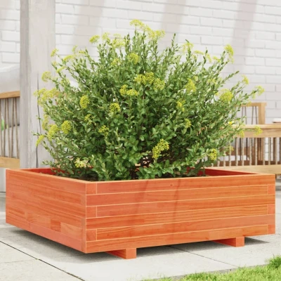 Afbeelding van Plantenbak 80x80x26,5 cm massief grenenhout wasbruin