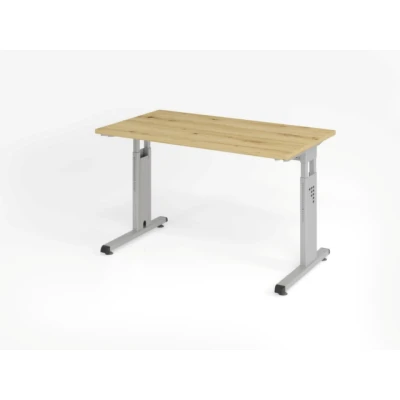 Afbeelding van MEGA 612 S Bureau Tafelhoogte I In hoogte verstelbaar 120 x 67 Essen Eik/Zilver