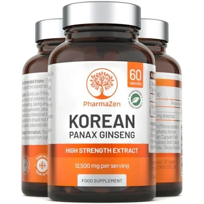 Afbeelding van ginseng Capsules Rode Panax Extract 12.500 mg per dagelijkse dosis Echte Koreaanse wortel met 20% ginsenosiden 60 tabletten hoge laboratorium getest veganistisch
