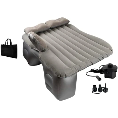 Afbeelding van EDIESI , automatras, opblaasbaar 1 zits bed, met 12V elektrische luchtpomp en 3 adapters (grijs)