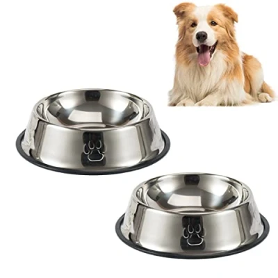 Afbeelding van Hondenvoerbak en waterbak voor honden, metalen hondenbak, roestvrijstalen antislip set van 2, voerbak huisdieren, 580 ml, medium drinkwater hondenvoerbakken