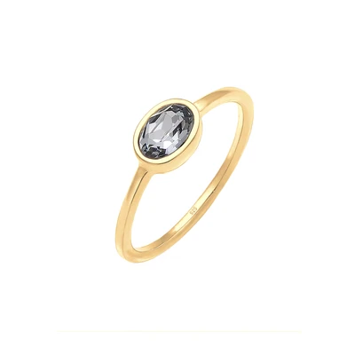 Afbeelding van ELLI Ring &#039;Oval&#039; goud / zwart