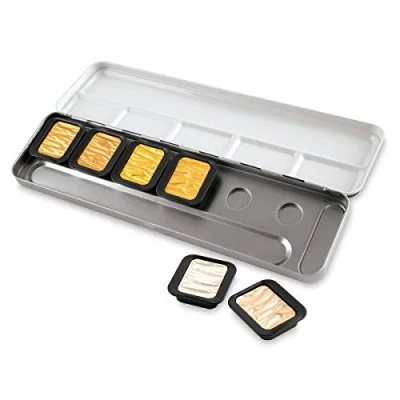 Afbeelding van Verftablet 30x22mm Pearlescent 6 stuks in blik, Finetec