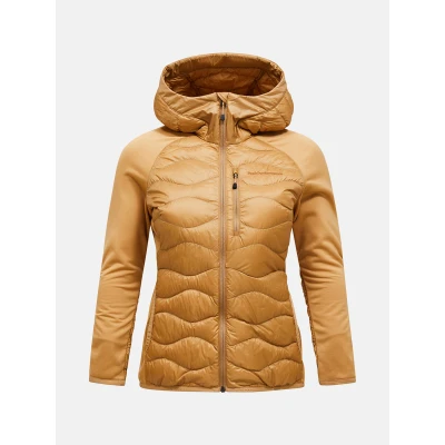 Afbeelding van Peak Performance Helium Hybrid HOOD Gewatteerde jas, Dames, Maat: XS, Camel