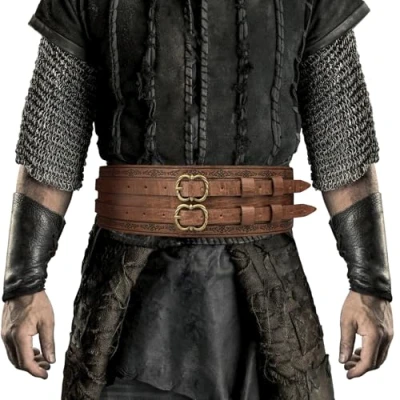 Afbeelding van HiiFeuer Viking Brede Riem, Middeleeuwse Kunstleer Armor Ridder Korset, LARP Halloween Kostuum (Bruin D)