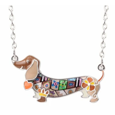 Afbeelding van Teckel ketting emaille bruin gekleurd Charme Bijoux