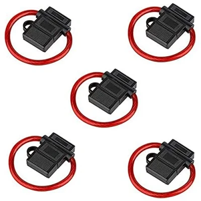 Afbeelding van Audioproject A211 5 stuks autozekeringhouder ATC met 6 mm2 kabel 10 AWG 12 V 24 spatwaterdicht platte zekering of autozekeringen extra dikke auto radio vrachtwagen versterkers