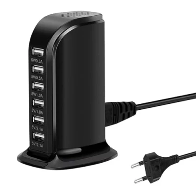 Afbeelding van Meervoudige USB oplader, 30 W laadstation, 6 poorts multi voeding, hub, poort oplader voor iPhone 12/13/14/Samsung S22 Ultra/Z Flod/Z Flip/Tablet.