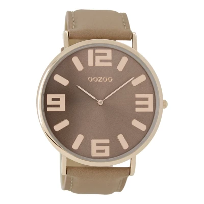 Afbeelding van OOZOO Timepieces Rosé goudkleurige horloge met oud roze leren band C8851