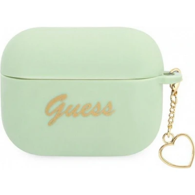 Afbeelding van Guess GUAPLSCHSN Hoes voor AirPods Pro Cover Groen Silicone Charm Heart Collection