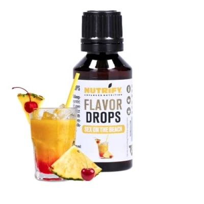 Afbeelding van NUTRIFY Flavor Drops Sex on the Beach 30 ml, aromadruppels zonder calorieën, meer smaak in levensmiddelen en dranken, suikervrij, vetvrij, veganistisch, kunstmatige kleurstoffen