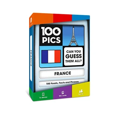 Afbeelding van 100 PICS Frankrijk Educatief Flash kaartenspel Reisgids voor kinderen Franse voedselfeiten en zinnen