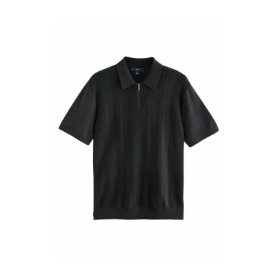 Afbeelding van Next Regular Fittextured Poloshirt, Heren, Maat: Small, Black