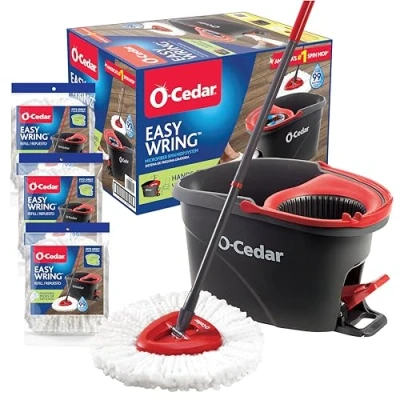 Afbeelding van O Cedar EasyWring Systeem, Cederhout, Multicolor, Spin Mop &amp; Emmer met 3 Extra Vullingen