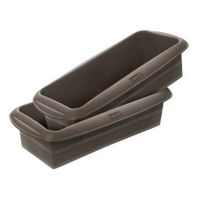 Afbeelding van Lurch FlexiForm 2 delige set broodbakvormen van 100% BPA vrij platina silicone, 25 x 9 cm, bruin