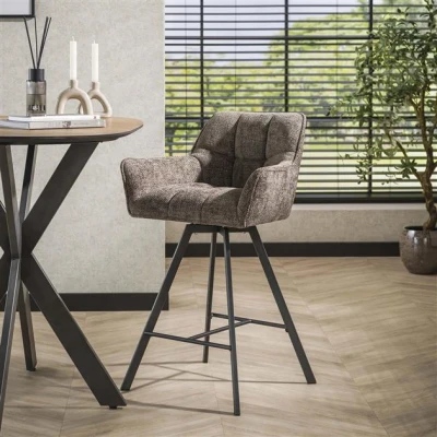 Afbeelding van Hoyz Collection Barstoel Raster Draaibaar 2 Stuks Rich Taupe