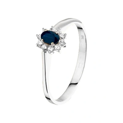 Afbeelding van Witgouden Ring saffier en zirkonia 4103757 19.00 mm (60)