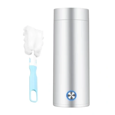 Afbeelding van Draagbare waterkoker, elektrische reiswaterkoker, 400 ml, mini camping, 3 in 1 thermoskan met 304 roestvrijstalen voering, voor het bereiden van thee, koffie en babymelk