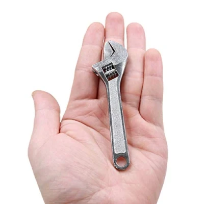 Afbeelding van Mini verstelbare sleutel, 4 inch kleine stalen steeksleutel HATOOLHA® handmoersleutelgereedschap voor industrie en autoreparatie (zilver)