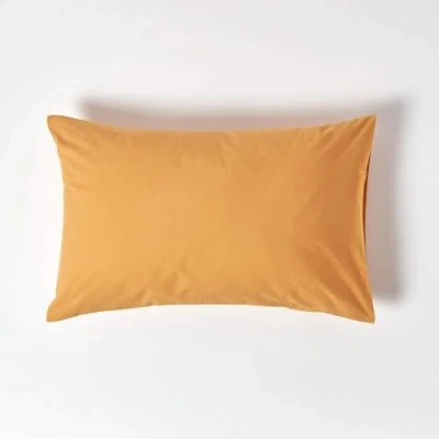Afbeelding van HOMESCAPES Mosterdgele zuivere Egyptische katoenen kussensloop met standaardmaat, 200 en 400 draadtelling percal equivalent huisvrouw kussensloop, set van 2
