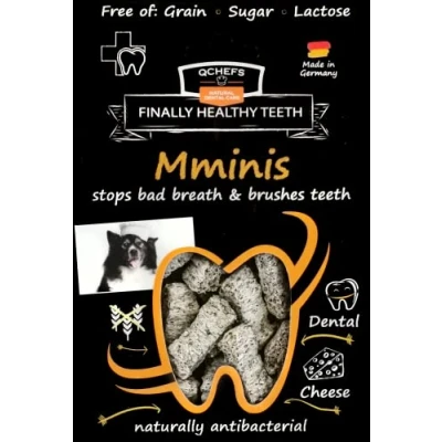Afbeelding van QCHEFS Mminis: Tandverzorging snack voor kleine honden met slechte adem &amp; traktaties om tandplak tandsteen te verwijderen natuurlijke antibacteriële gebitsreiniging