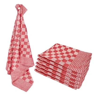 Afbeelding van Theedoeken Geblokt Katoen 65 x cm Rood 6 Stuks